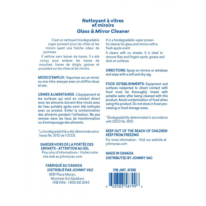Glass & Mirror Cleaner - 27 oz (800 ml) - Attax ® Pro