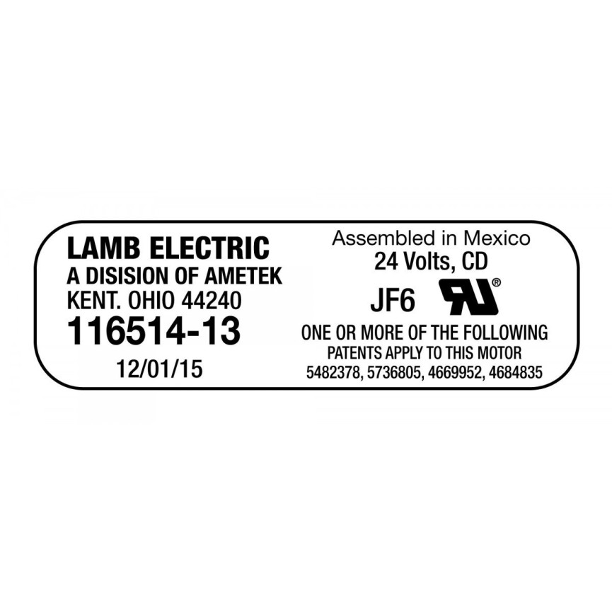 Bypass Vacuum Motor - 5.7" dia - 3 Fans - 24 V - 21.5 A - 550 W - 67.2" Water Lift - 69 CFM - Epoxy Paint - Lamb / Ametek 116514-13 JVC110RIDER JVC70BCT