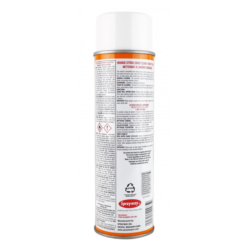 ***TEMP NLA***Cleaner Crazy Clean by Sprayway - 19 oz (539 g) - orange citrus - SW-985