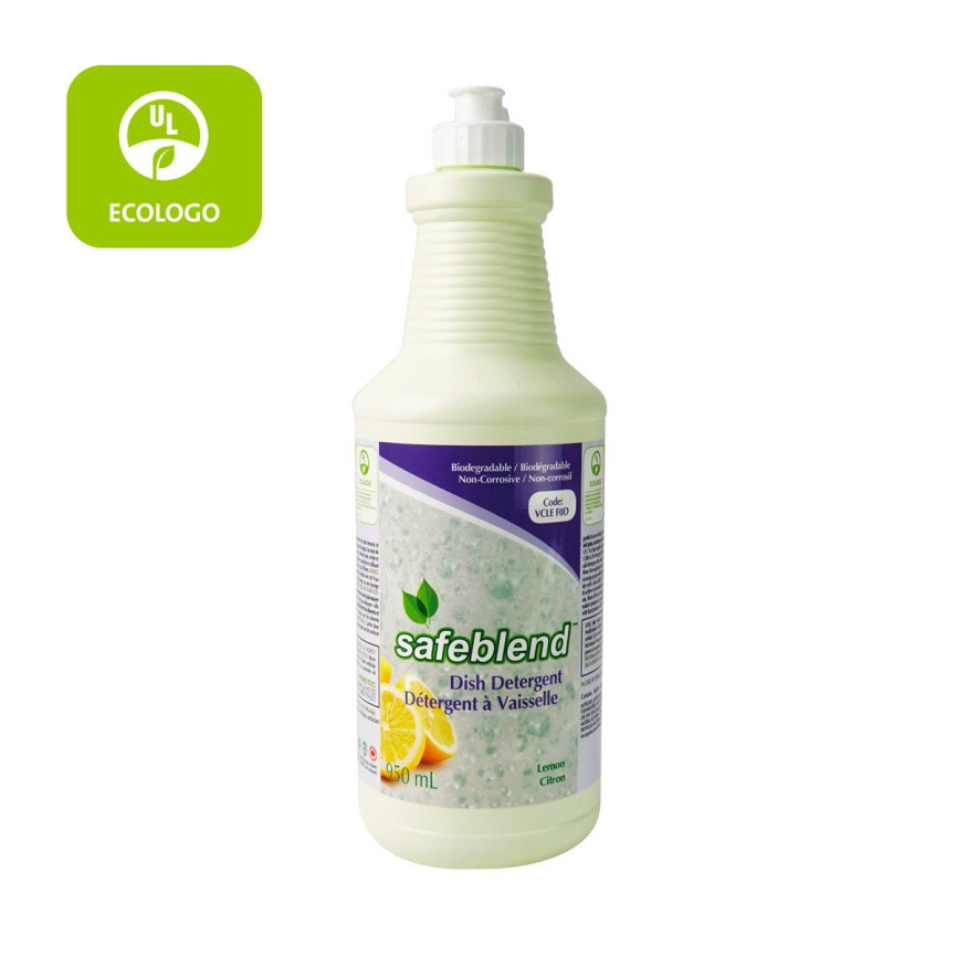 ECOLOGO Dish Detergent / Soap - Lemon - 33.4 oz (950 ml) - Safeblend