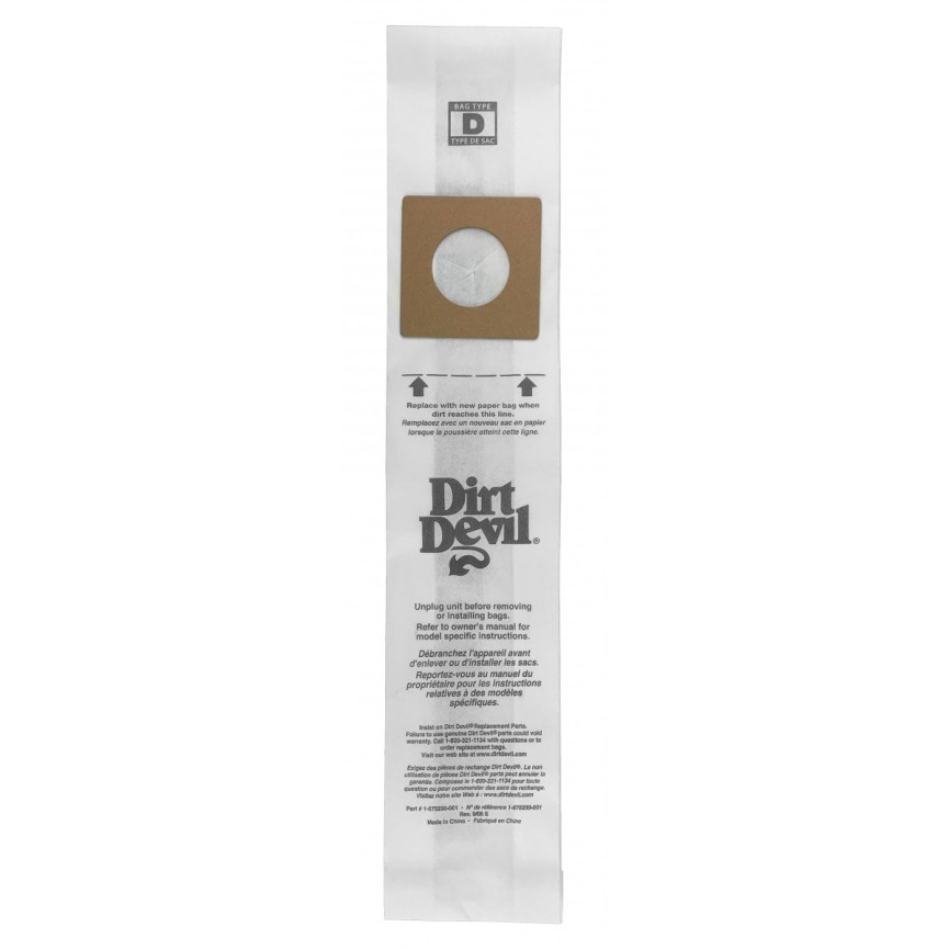 Genuine Replacement Bag for Dirt Devil Upright Vacuum - D Type Bag - Pack of 10 Bags - Royal 3670148001