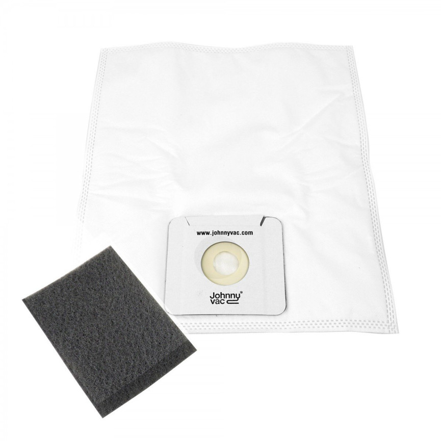 Microfilter Hepa Canister Vacuum Bags - Johnny Vac XV-10 and XV-10 Plus - Pack of 4 Bags + 1 Filter