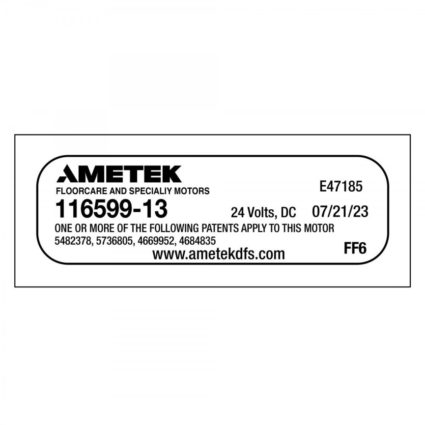 MOTOR AMETEK 24V 2 FANS BYPASS 5.7''