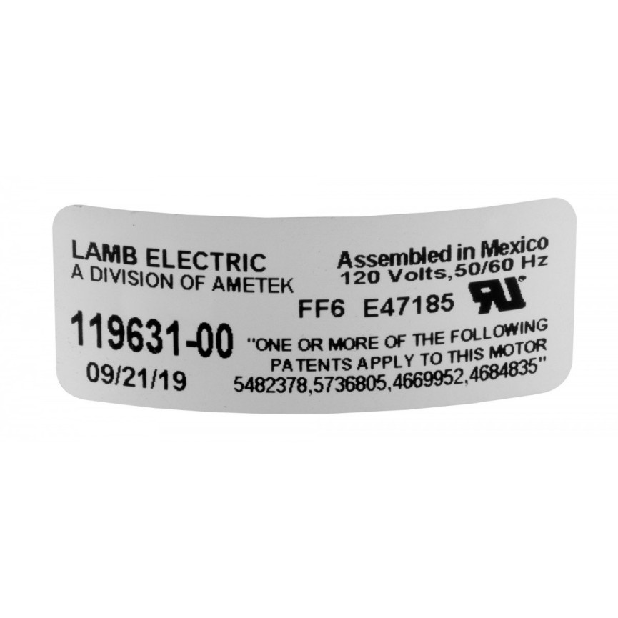 Tangential Vacuum Motor - 5.7" dia - 2 Fans - 120 V - 14.4 A - 1659 W - 515 Airwatts - 128" Water Lift - 114.5 CFM - Lamb / Ametek 040073