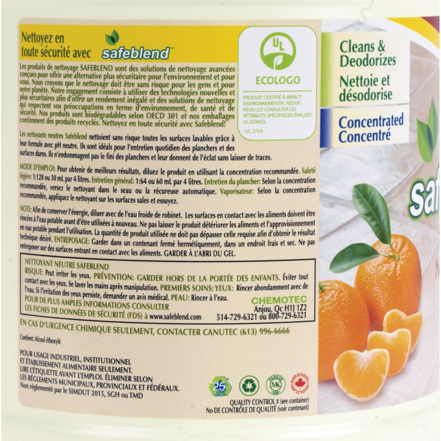 Ecologo Concentrated Neutral Cleaner - Tangerine - 1.06 gal (4 L) - Safeblend