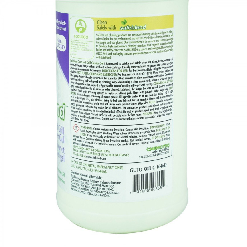 Ecologo Oven and Grill Cleaner - Gel - Tangerine - 33.4 oz (950 ml) - Safeblend -