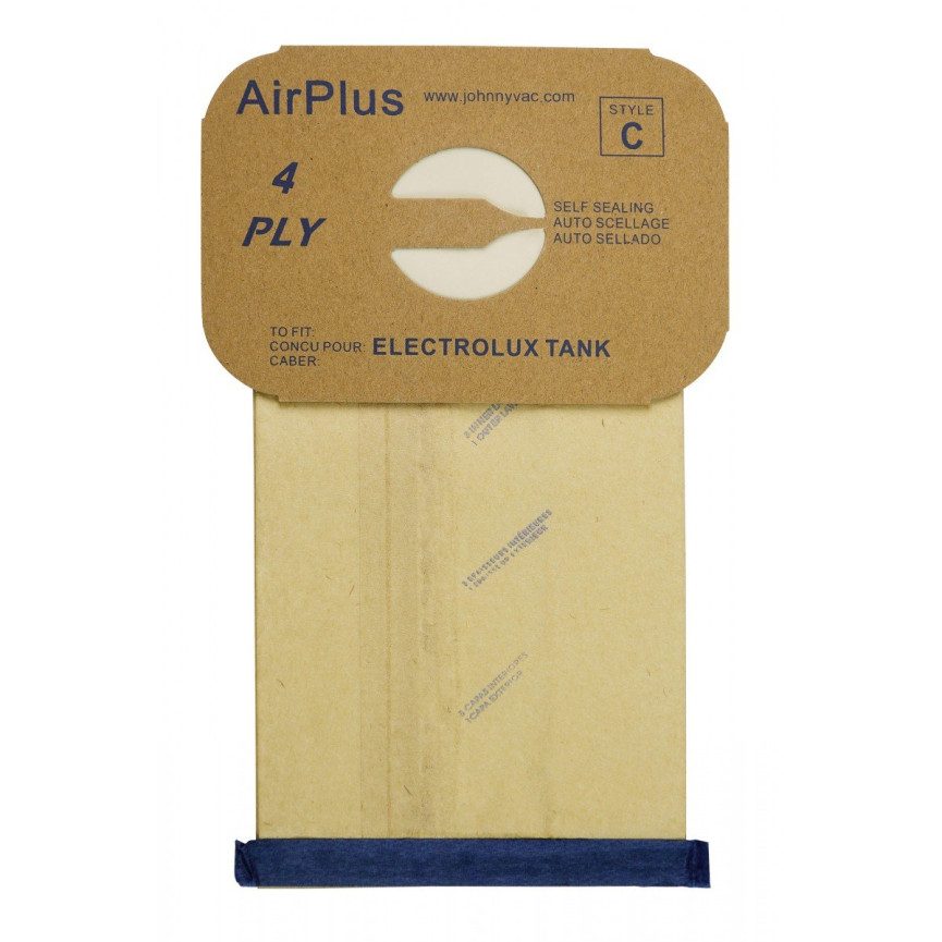 Paper Vacuum Bag for Electrolux Tank - Style C AirPlus - Box of 100 Bags - Bulk - 805FPC*
