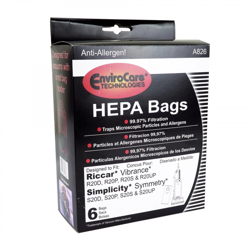 Paper Bag for Maytag M700 Upright Vacuum - Pack of 6 Bags - RICCAR VIBRANCE SIMPLICITY SYMMETRY