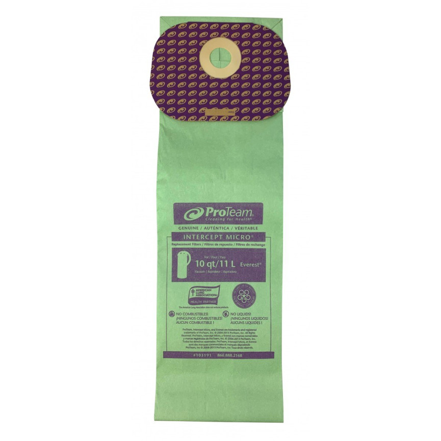Paper Vacuum Bag for Proteam 10 Quarts (11 L) Everest - Pack of 10 Bags - # 103191