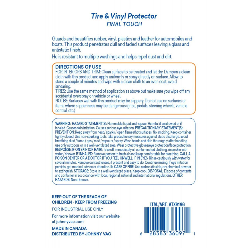 Tire and Vinyl Protector - Antistatic - 1,06 gal (4 L) - Attax ® Pro