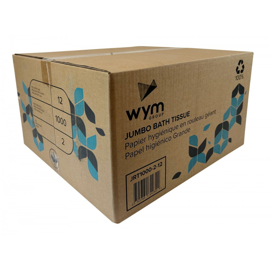 2-Ply Toilet Paper - Pack of 12 Rolls, 3.3'' 1000'