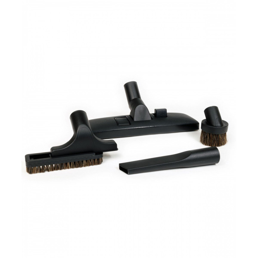 Brush Kit - 12" (30.5 cm) Combined Floor and Carpet Brush - Dusting Brush - Upholstery Brush - Crevice Tool - 1 ¼ " (31.75 mm) dia - Fits All - Black