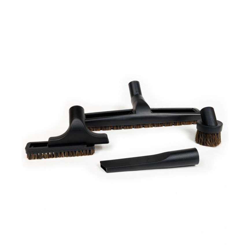 Brush Kit - 14" (35.5 cm) Combined Floor and Carpet Brush - Dusting Brush - Upholstery Brush - Crevice Tool - 1 ¼ " (31.75 mm) dia - Fits All - Black