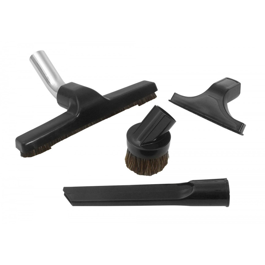 Central Vacuum Brush Kit - 10" (25.4 cm) Floor Brush - Dusting Brush - Upholstery Brush - Crevice Tool - Black