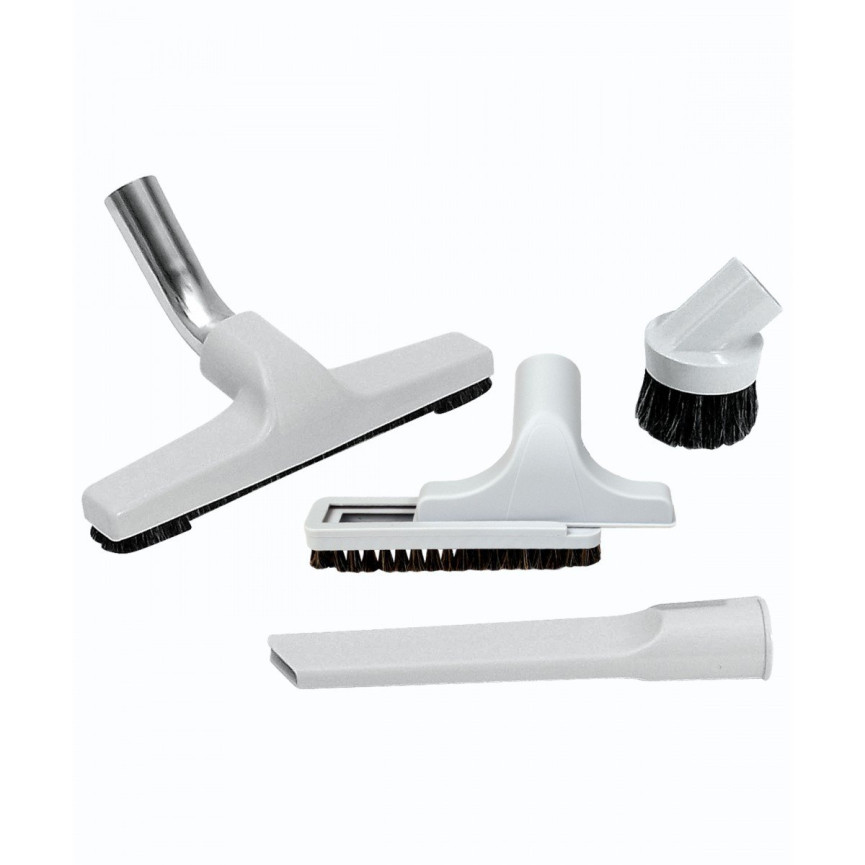 Central Vacuum Brush Kit - 10" (25.4 cm) Floor Brush - Dust Brush - Upholstery Brush - Crevice Tool - Grey