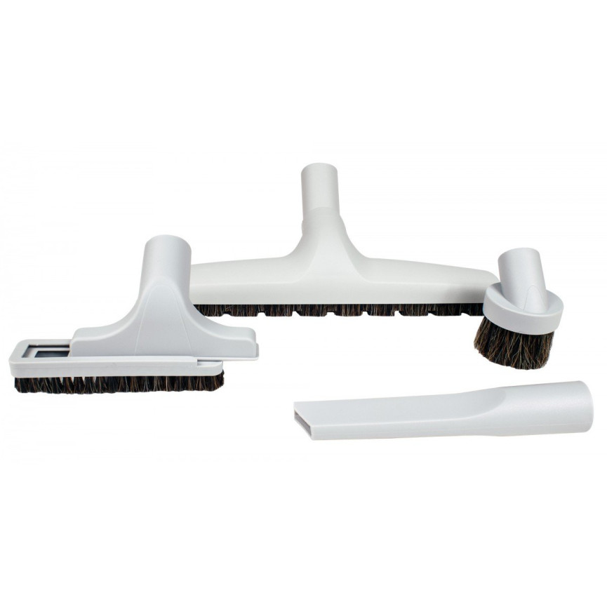 Brush Kit - 12" (30,5 cm) Wessel-Werk Combined Floor and Carpet Brush - Dusting Brush - Upholstery Brush - Crevice Tool - 1 ¼ " (31.75 mm) dia - Fits All - Grey -