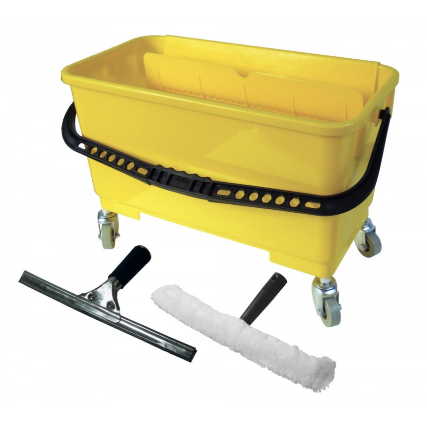 Window Cleaning Bucket with 14" squeegee and Strip Washer