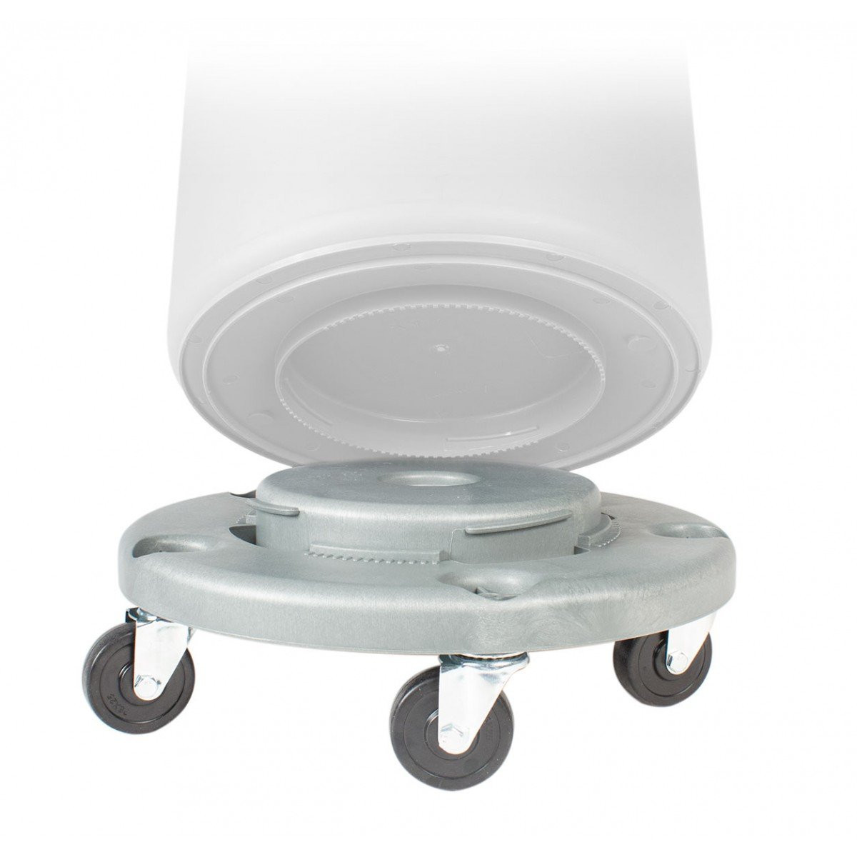 5-Wheel Dolly for Round Garbage Can - Light Grey