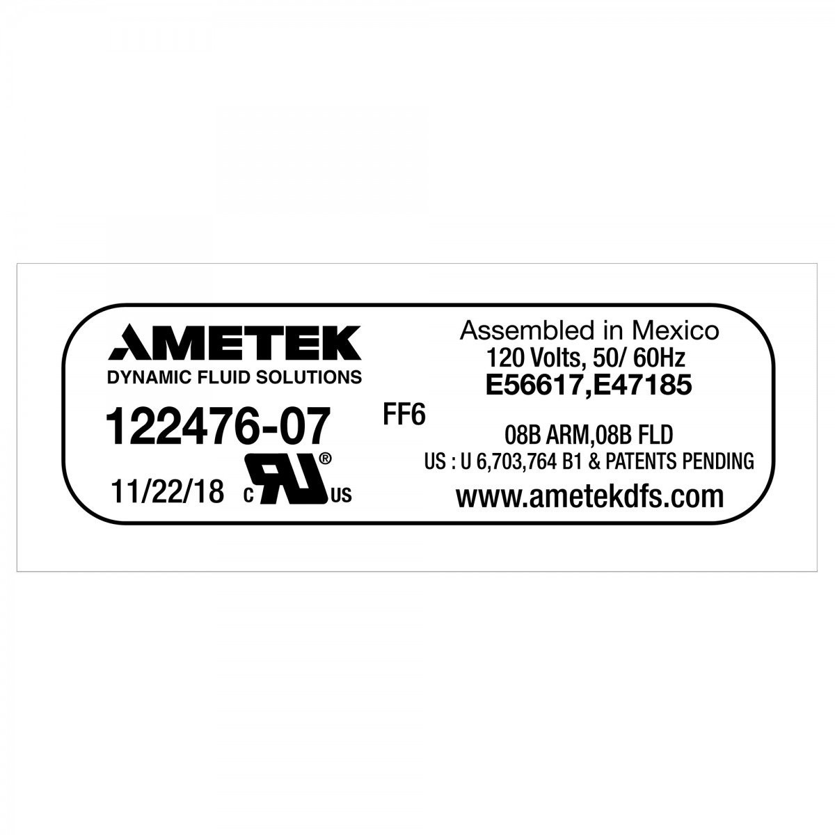 AMETEK MOTOR 1 STAGE TF 120V
