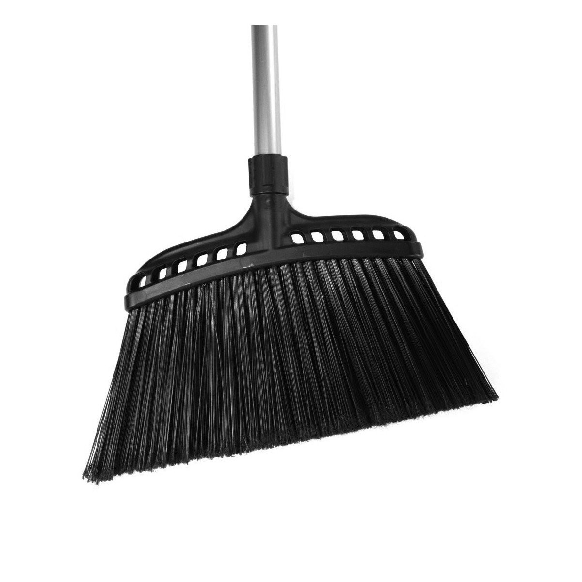 Angle Broom - 16" (40.6 cm) Cleaning Path - 48" (122 cm) Metal Handle - Black