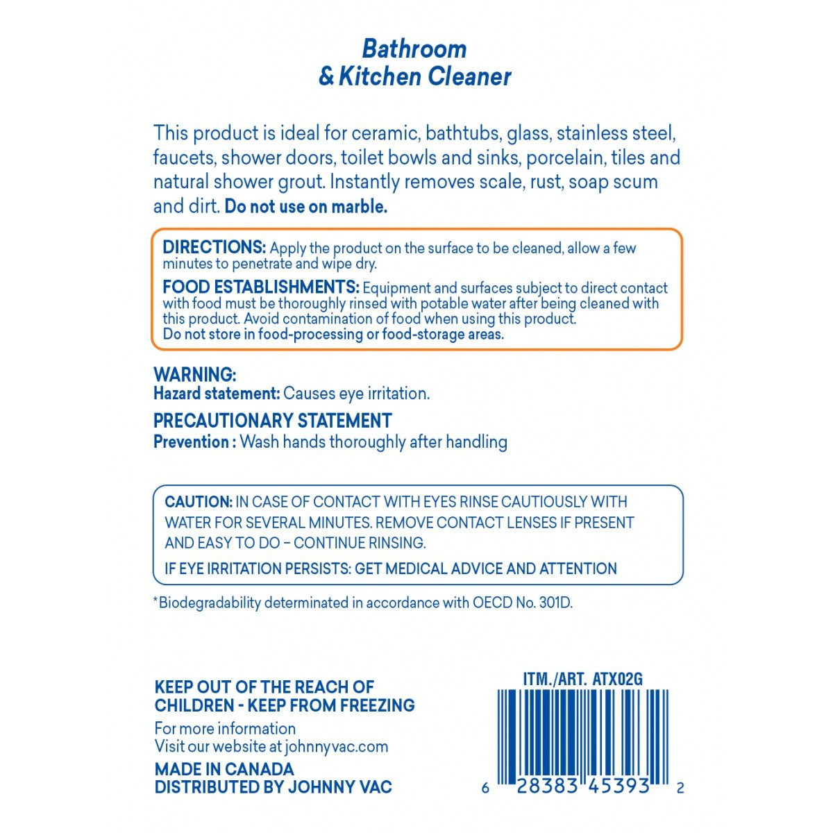 Bathroom & Kitchen Cleaner - 1,06 gal (4 L) - Biodegradable - Attax ® Pro