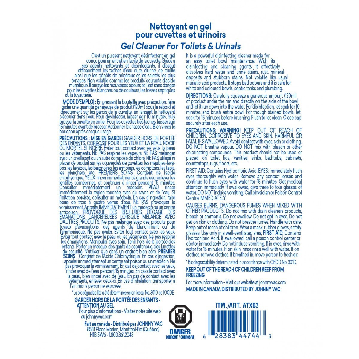 ATTAX URINAL &TOILET BOWL POWERFULL CLEANERS 1L