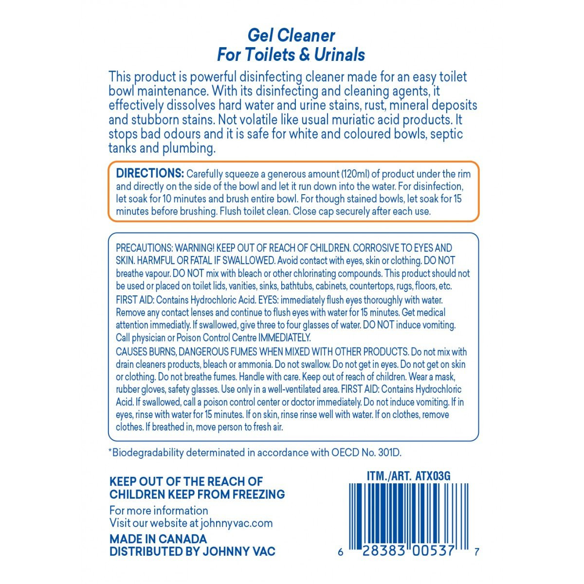 Gel Cleaner For Toilets & Urinals - 1,06 gal (4 L) - Attax ® Pro