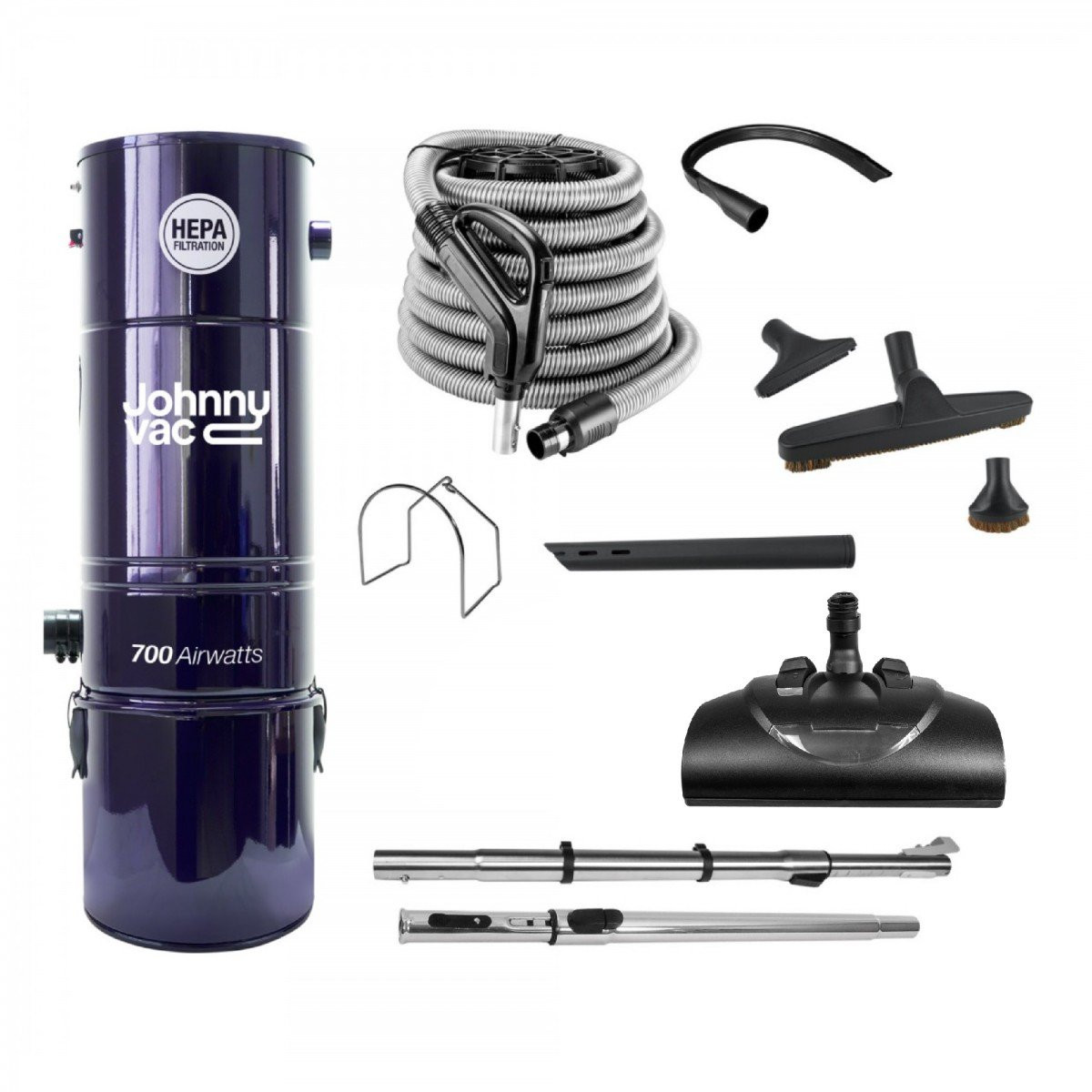 Central Vacuum JV700LSHAfrom Johnny Vac, With 30 ' Hose, WESSEL EBK360 Power Nozzle and Accessories
