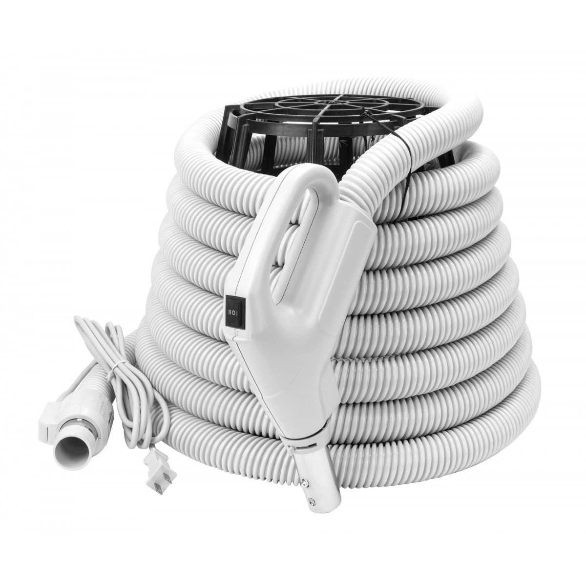 Central Vacuum Kit - 30' (9 m) Hose with On/Off Switch - Lindhaus Power Nozzle - Multiple Brushes