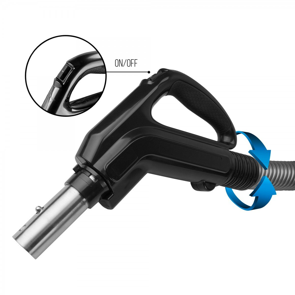 Central Vacuum Kit - 35' (10 m) Hose with On/Off Switch - Power Nozzle Wessel-Werk - Floor Brush - Dusting Brush - Upholstery Brush - Crevice Tool - 2 Telescopic Wands - Hangers - Black