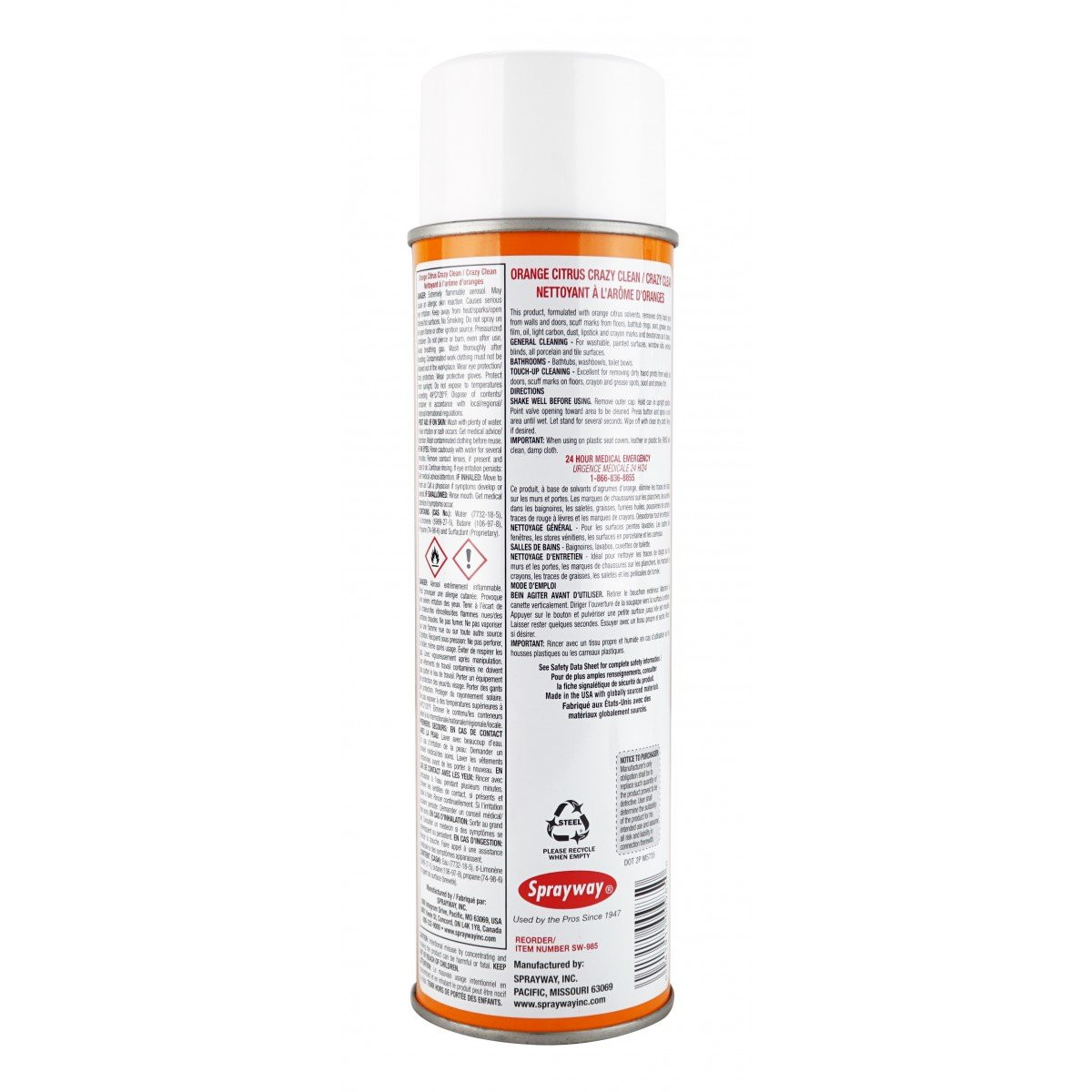 ***TEMP NLA***Cleaner Crazy Clean by Sprayway - 19 oz (539 g) - orange citrus - SW-985