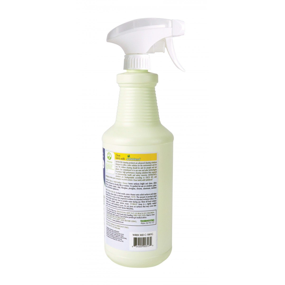 Ecologo Cleaner for Glass and Multi-Surface - Ready to Use - 33,4 oz (950 ml) - Safeblend