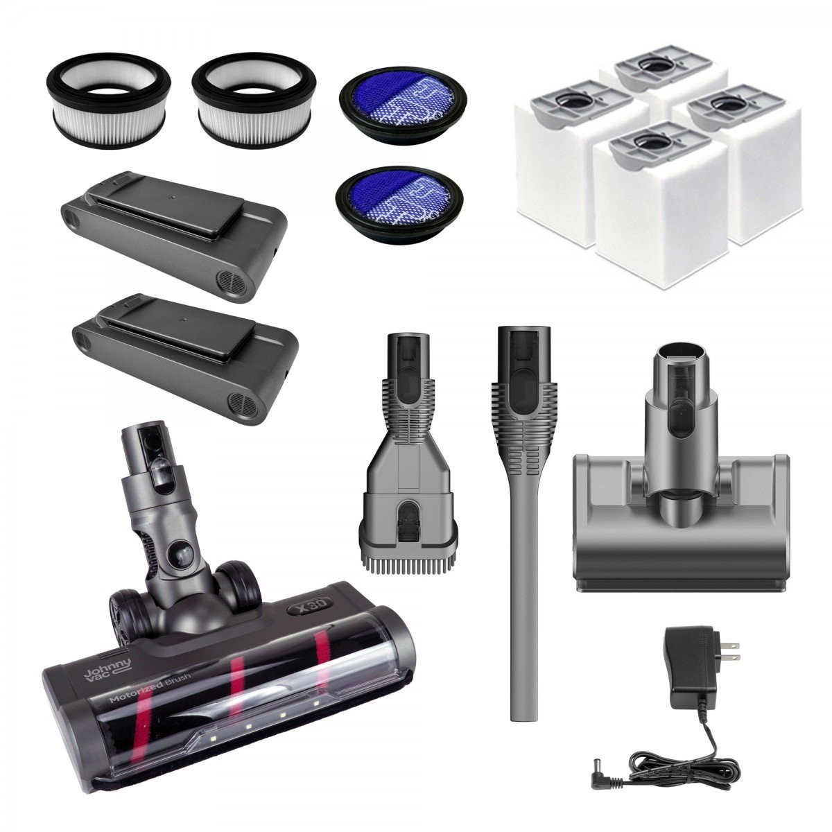 Cordless Stick Vacuum Cleaner with Charging Station - X30 - 2x 25.9 V Batteries - Charcoal