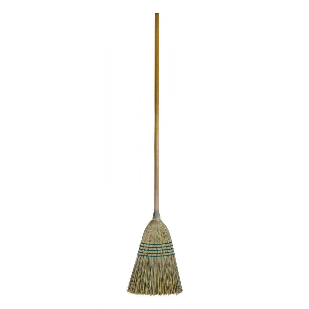Corn Broom for Domestic and Commercial Use - 10" (25, 4 cm) Cleaning Path - Wooden Handle - 5 strings