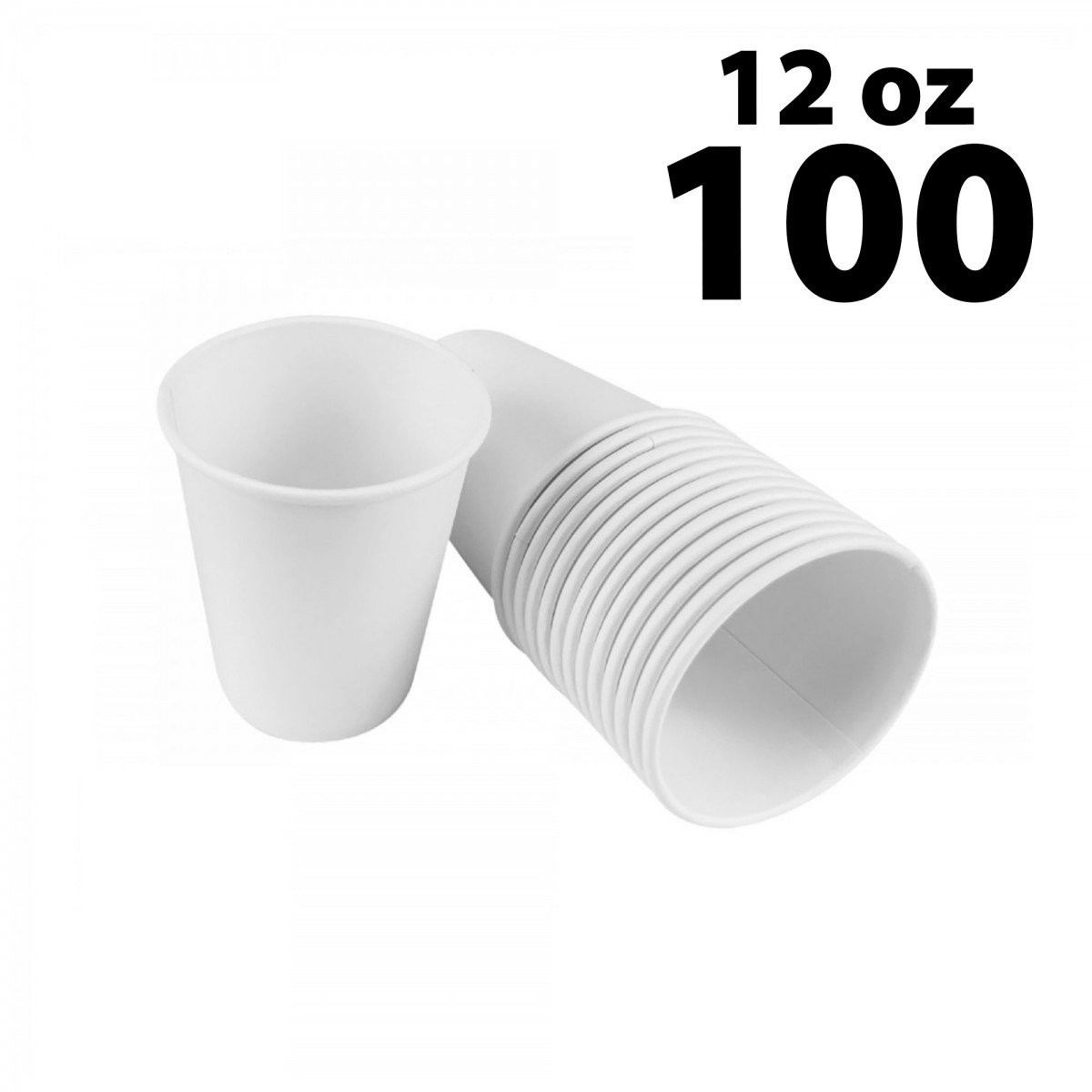 Disposable White Coffee Cups - 12 oz -100 pack - Ecofriendly