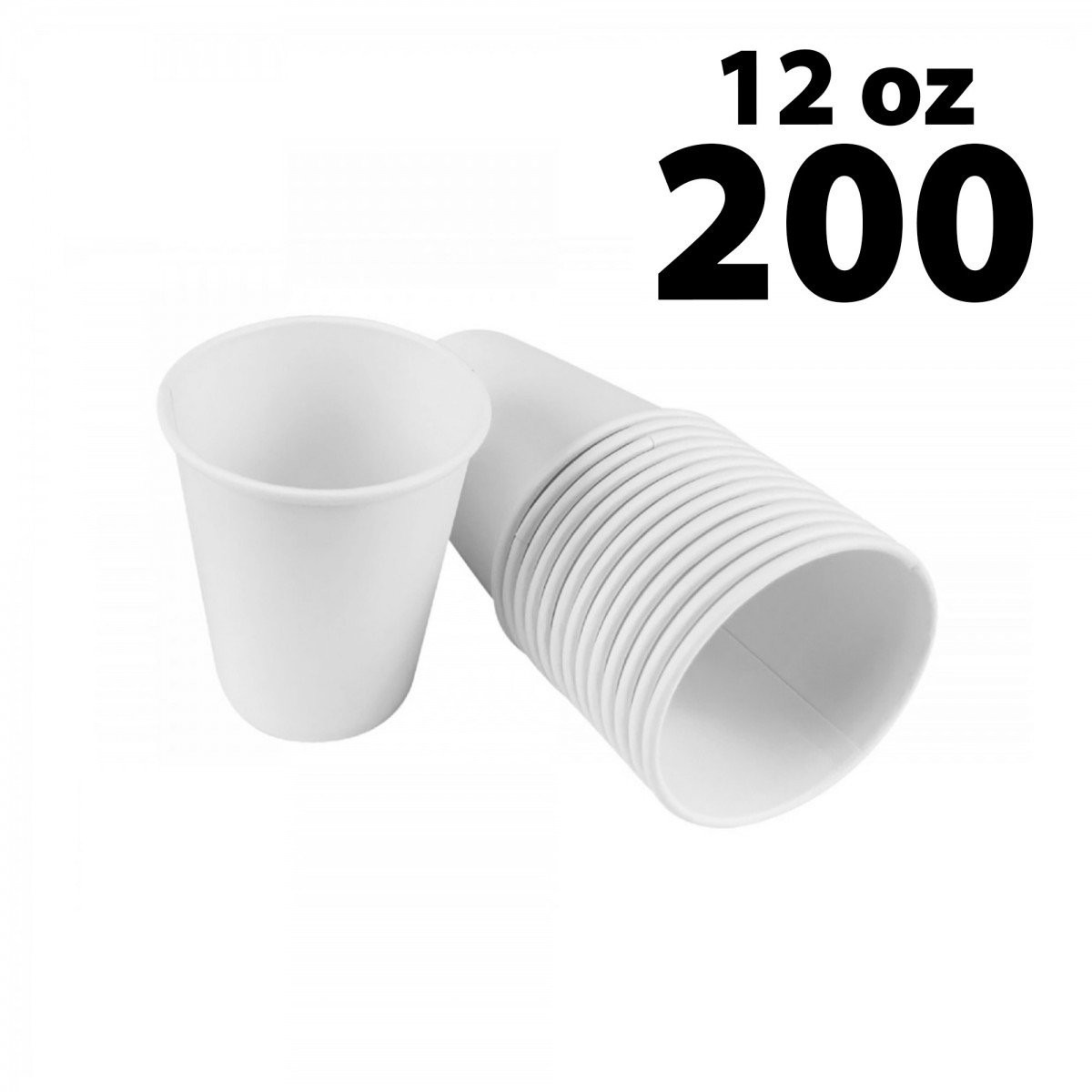 Disposable White Coffee Cups - 12 oz - 200 pack- Ecofriendly