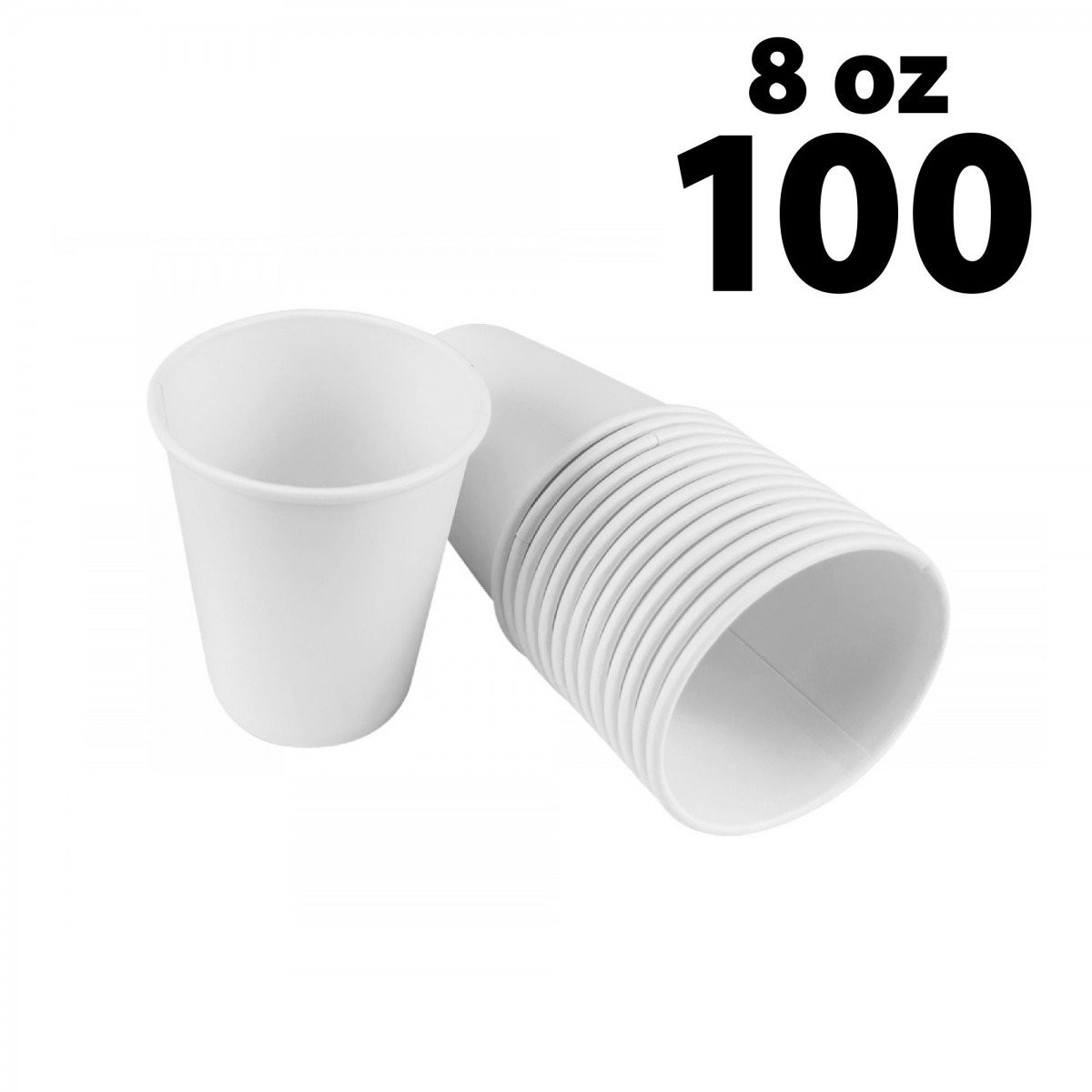 Disposable White Coffee Cups - 8 oz - 100 pack - Ecofriendl