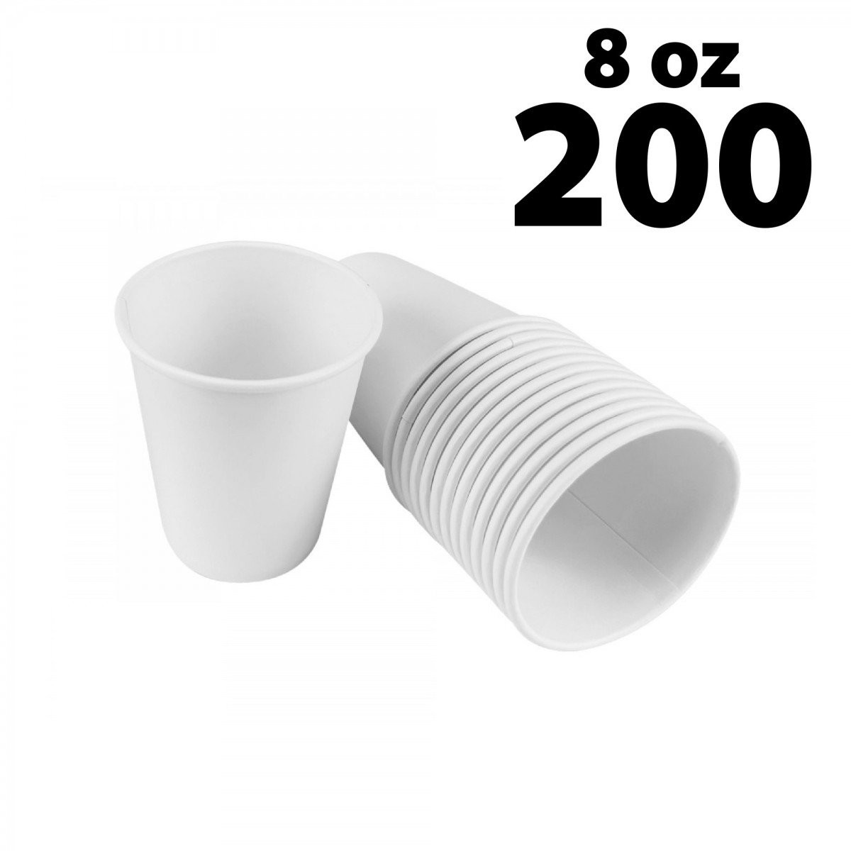 Disposable White Coffee Cups - 8 oz - 200 pack - Ecofriendly