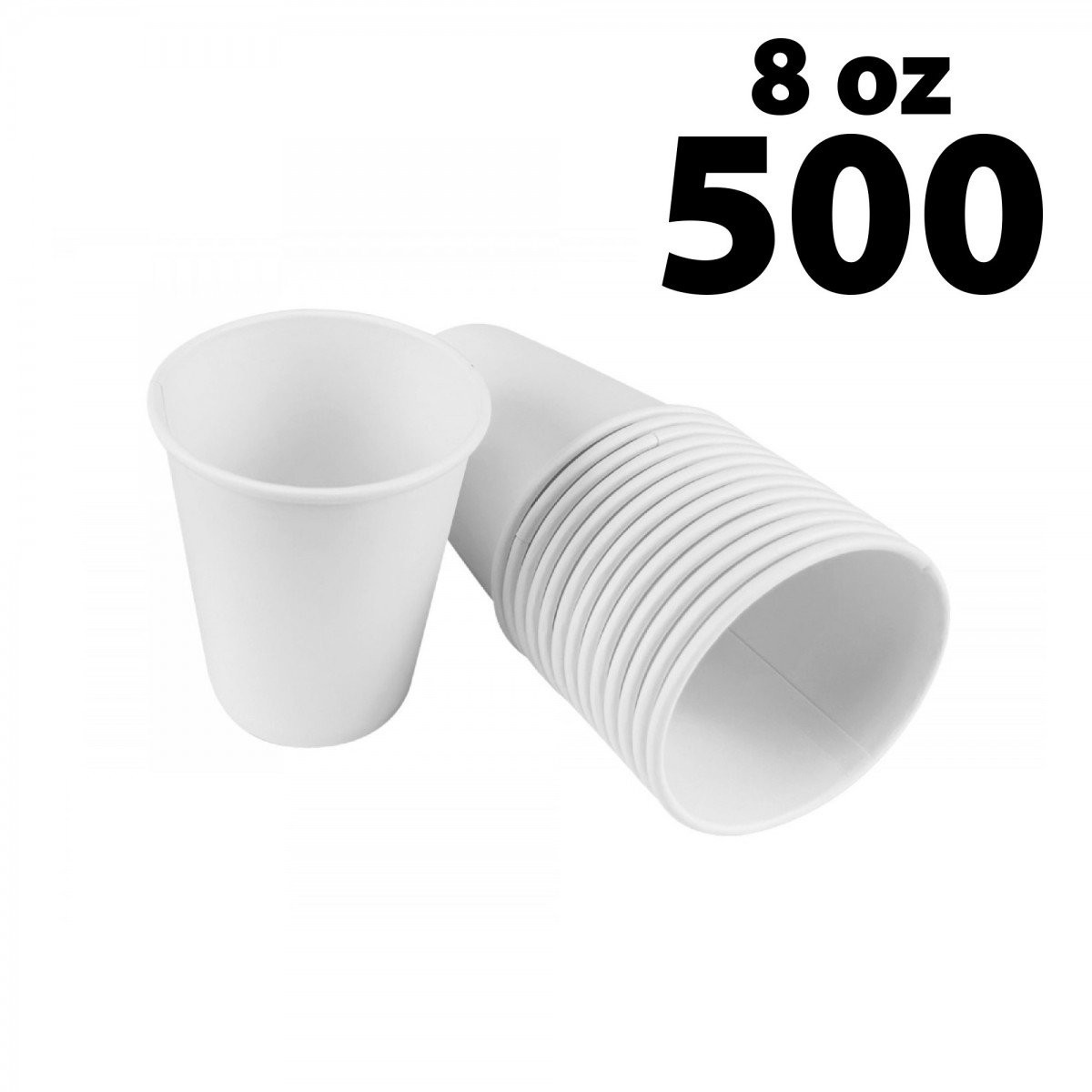 Disposable White Coffee Cups - 8 oz - 500 pack - Ecofriendly