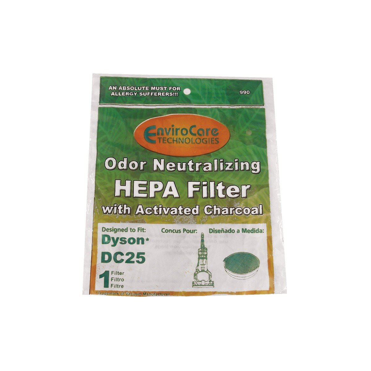 HEPA Motor Filter for Dyson DC25 Upright Vacuum - Envirocare F990