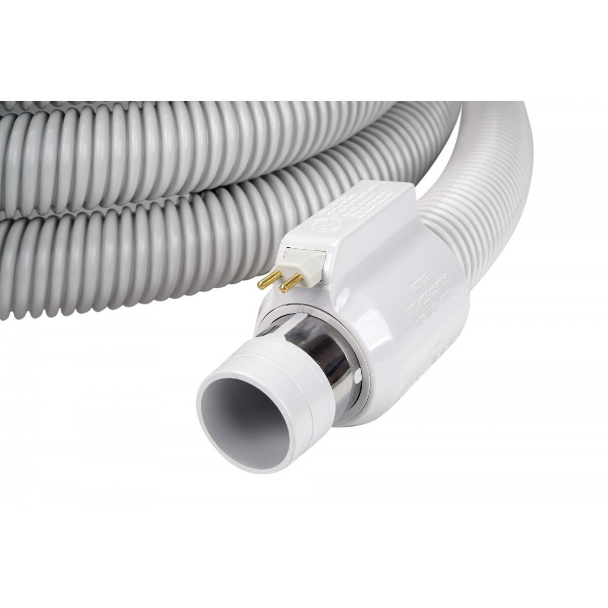 Electric Hose for Central Vacuum - 35' (10 m) - 1 1/4" (32 mm) dia - Grey - Gas Pump Handle - On/Off Button - Power Nozzle Compatible - Button Lock - Super Valve - Plastiflex SZ130114035BDU