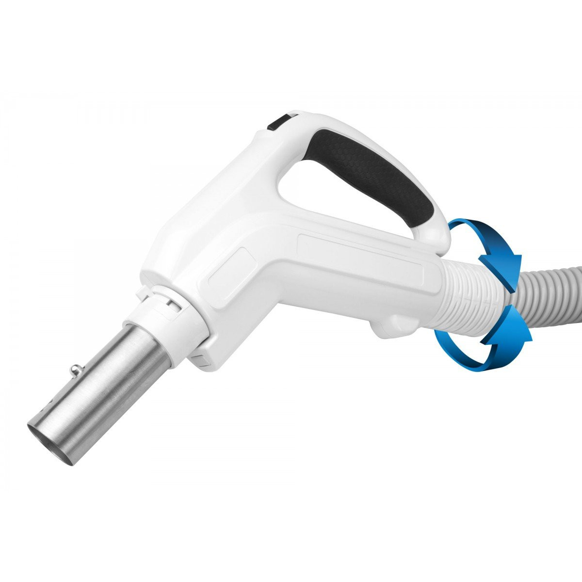 Electric Hose 35' Comfort Flex for Central Vacuum - (10 m) - Ergonomic Handle with Foam Grip and 360° Swivel - Grey - Power Nozzle Compatible - On/Off Button - Button Lock