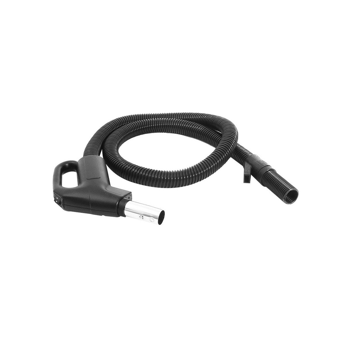 Electrical Hose for Central Vacuum - 7' (2,13 m) - 1 1/4" (32 mm) dia - Black - Anti-Crush - Gas Pump Handle - On/Off Button - Button Lock - Plastiflex 12.6 1250-407