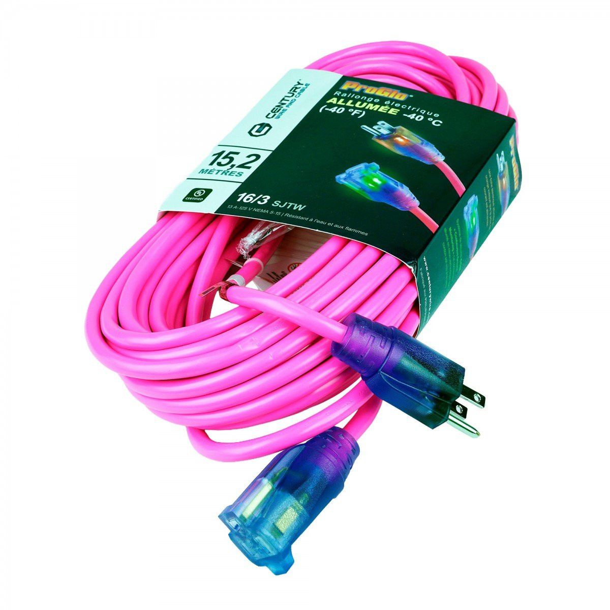 EXTENSION CORD 16/3 50' PINK