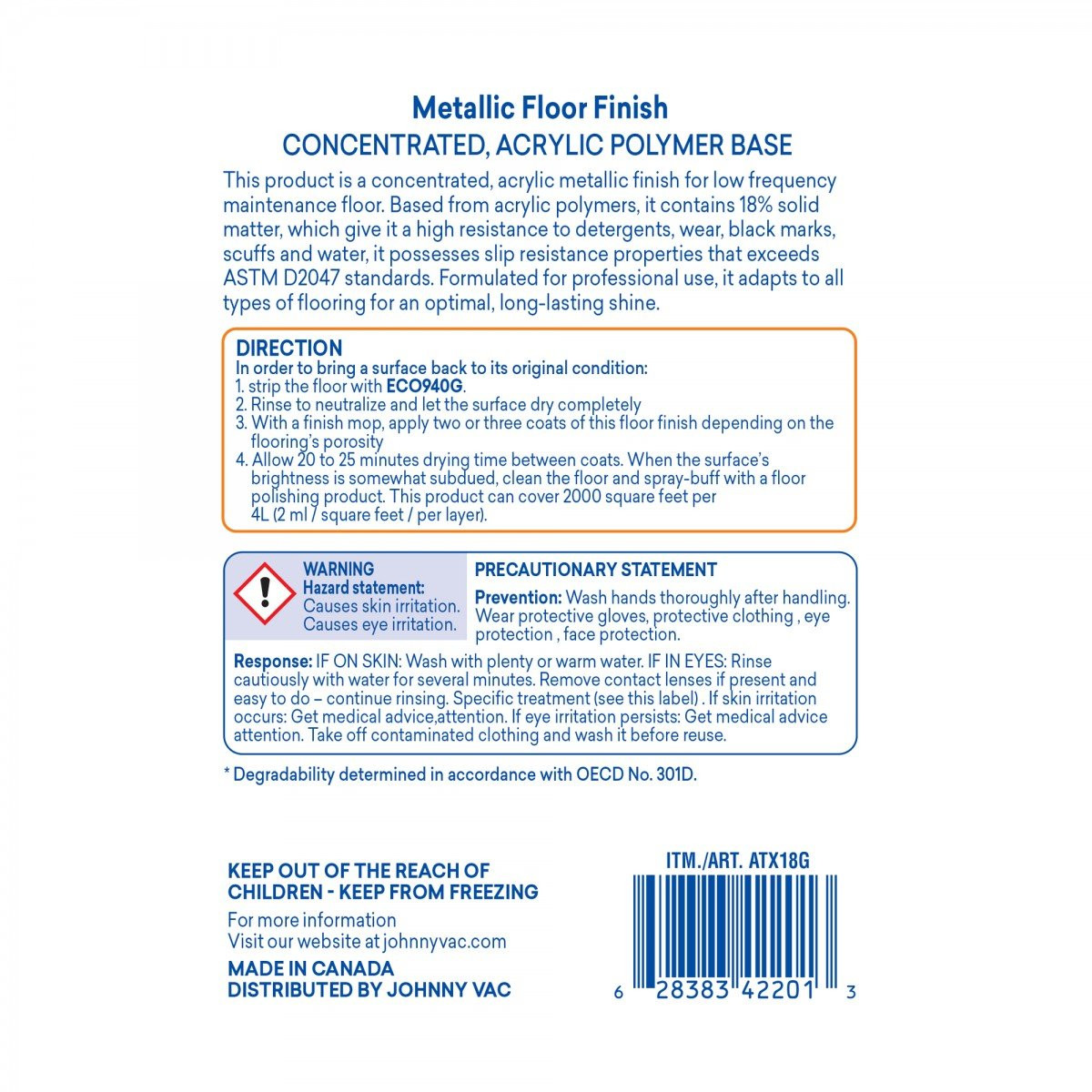 Metallic Floor Finish (Concentrated Acrylic Polymer Base 18%) - 1,06 gal (4 L) - Attax ® Pro