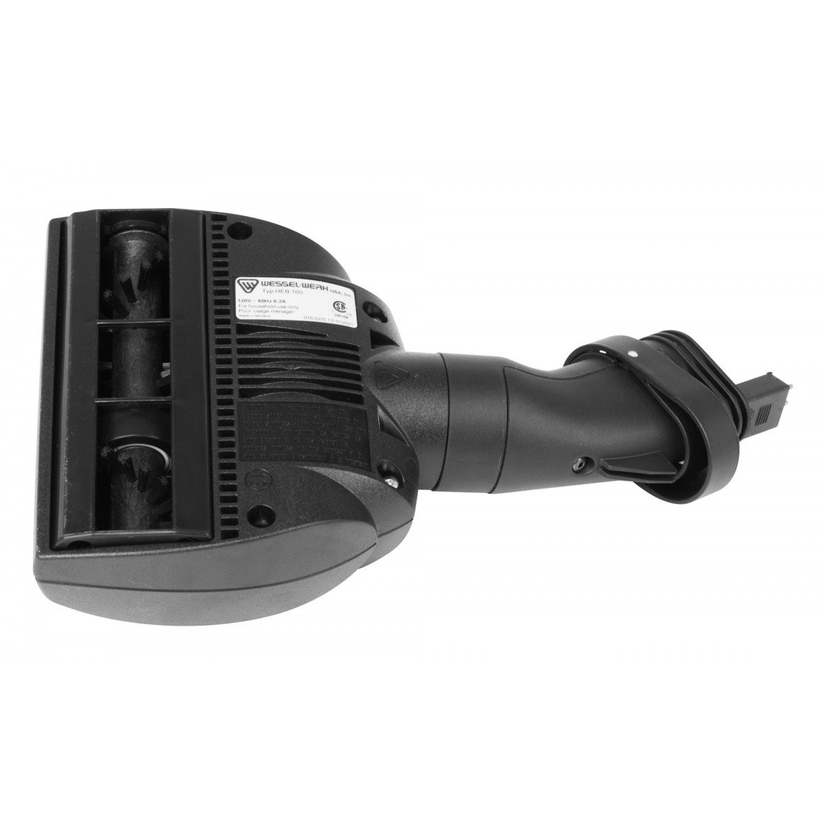 Hand Held Power Nozzle Power Head - 6" (15.2 cm) Width - Adjustable Height - Black - Geared Belt - Plastic Roller Brush - Wessel-Werk 10.9 047-304