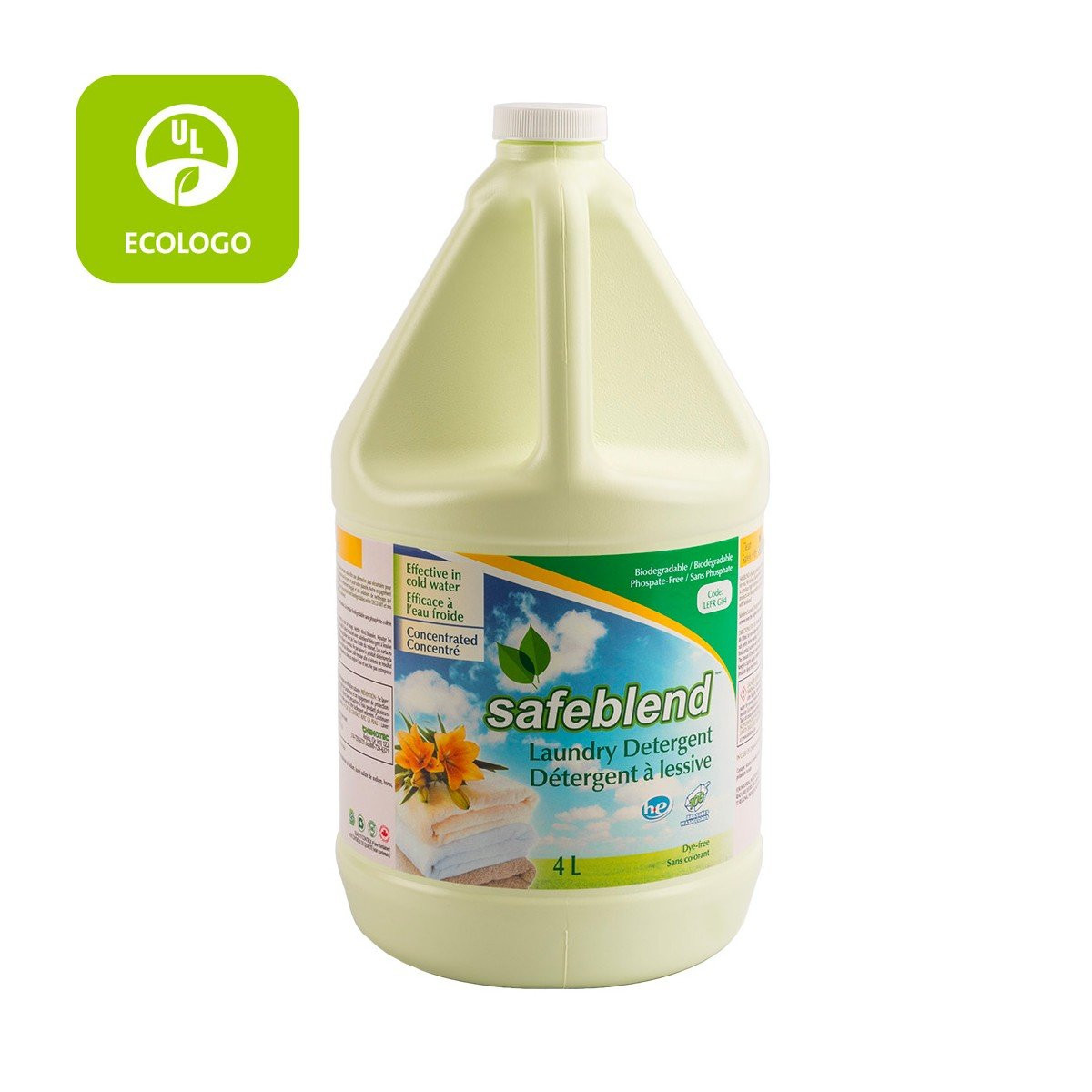 Ecologo Laundry Liquid Detergent / Soap HE - Fresh Linen Scent - 1.06 gal (4L) - Safeblend