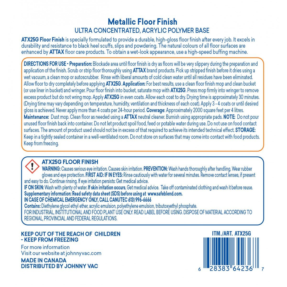 Metallic Floor Finish (Concentrated Acrylic Polymer Base 25%) - 1,06 gal (4 L) - Attax ® Pro
