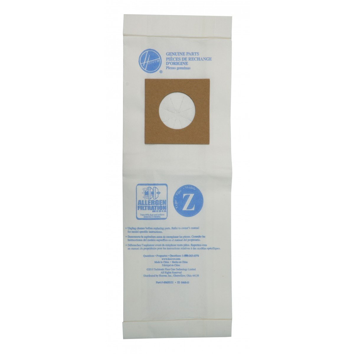 Microfilter Bag for Hoover Type Z Vacuum - Pack of 3 Bags - 43655111