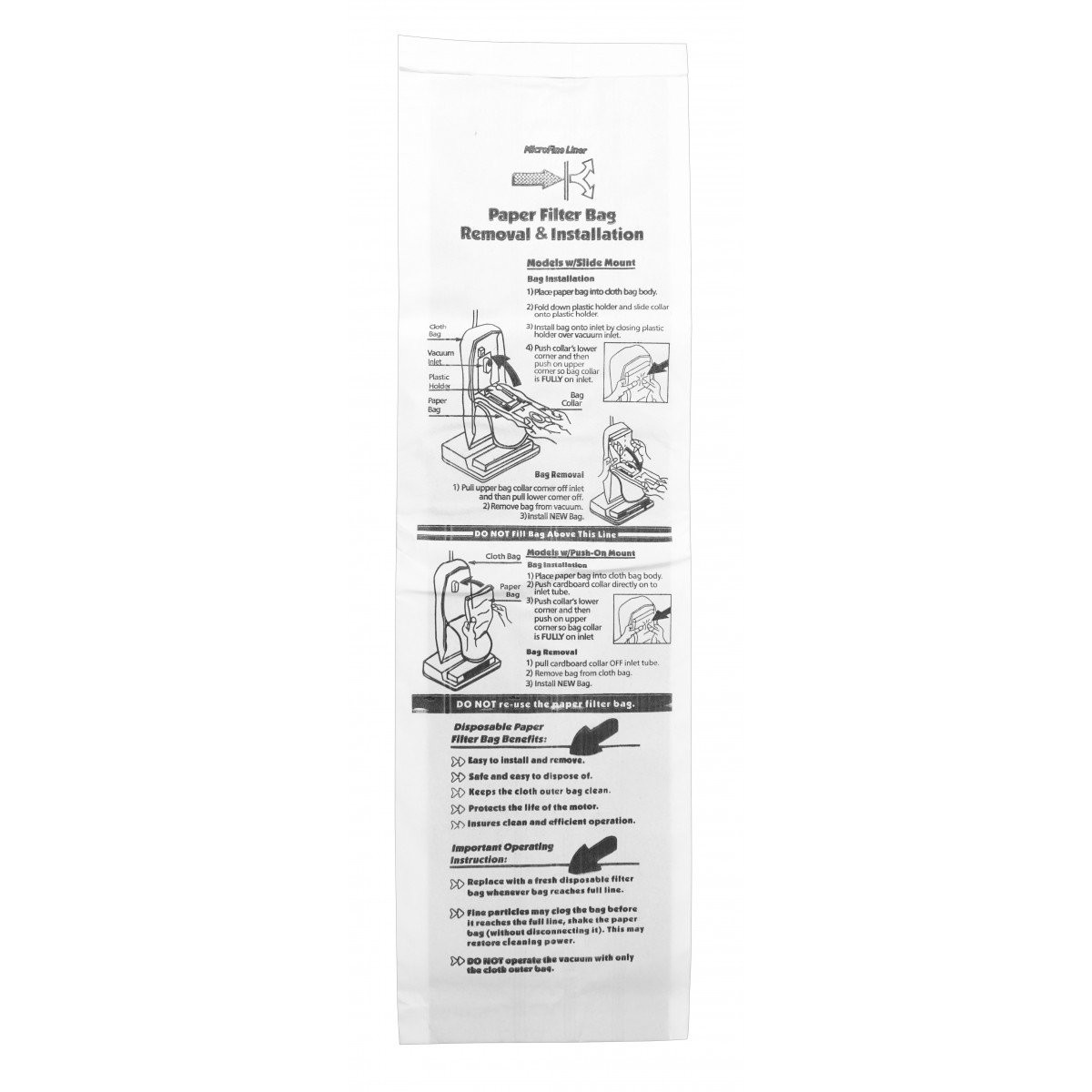 Microfilter Bag for Oreck Vacuum - Pack of 8 Bags - Envirocare 813